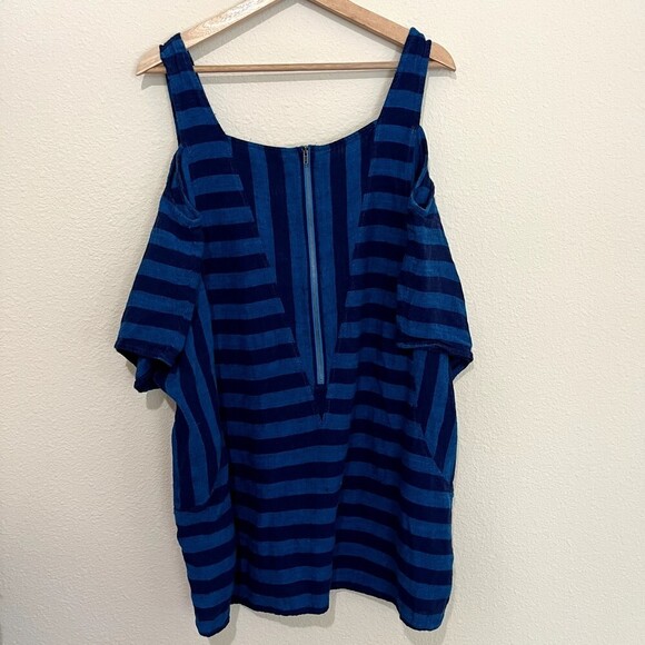 Soft Surroundings Striped Cold Shoulders Tunic‎ Top Womens Size 2X Pockets - Picture 2 of 7